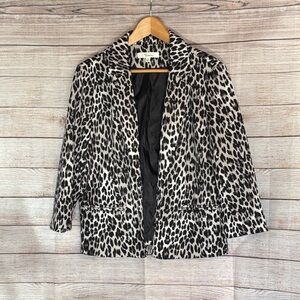 89th & Madison Leopard Women's 3/4 sleeve open Blazer